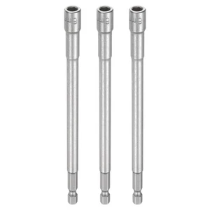 3pcs Nut Driver Drill Bit 6mm Socket 1/4" Hex Shank 6" Long Magnetic Setter - Picture 1 of 7