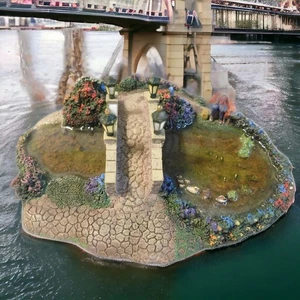 Thomas Kinkade Hawthorne Village "Lamplight Bridge" dreiteiliges Set - Bild 1 von 13