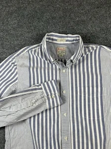 J.CREW Shirt Mens M Broken In Oxford Slim Patchwork Striped Organic Cotton Blue - Picture 1 of 9