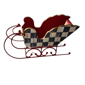 Schlitten Courtly Check Weihnachtsdeko Holz Herzstück Handarbeit Übertopf - Bild 1 von 15