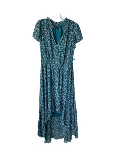 1 State Green Veridian Blooms Floral High Low Pullover Dress Midi Maxi Sz Large - Picture 1 of 13