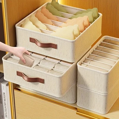 Beige Foldable Drawer Organizer 1Pc Stackable Fabric Storage Bin with Rose Gold - Image 1 of 4