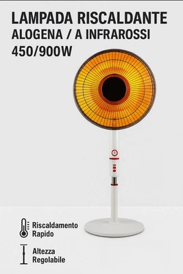 STUFA A PIANTANA CARBONIO 900W  BIANCO OSCILLANTE 2 LIVELLI GIRA PAVIMENTO - Immagine 1 di 4