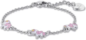 Bracciale Luca Barra bambina Smalto Rosa Unicorni _JB119 - Picture 1 of 5