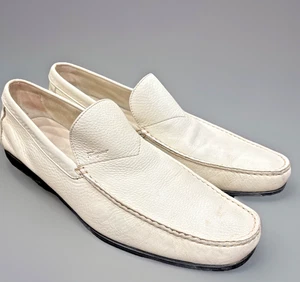 Salvatore Ferragamo Herren Weiß Leder Fahren Halbschuhe Größe 12 - Bild 1 von 14