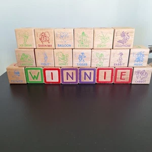 Winnie The Pooh Wooden Building Blocks x21 - Picture 1 of 11