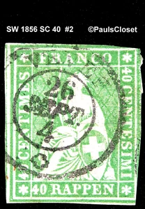 SW 1858 SC 40 HELVETIA GREEN W/GREEN THREAD 40r USED NO GUM VERY FINE #2 - Picture 1 of 2