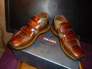 Prada Calzature Uomo Brown Leather Boots Sneaker Men’s Size 11 - Picture 1 of 12
