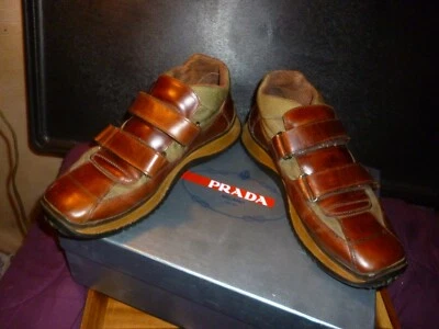Prada Calzature Uomo Botas de Cuero Marrón Zapatilla Hombre’s Talla 11 Foto 1 de 4