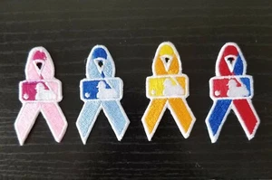 All 4 MLB Ribbon Patch Yellow, Blue, Pink, Red Blue Patch Logo Baseball jersey - Picture 1 of 6