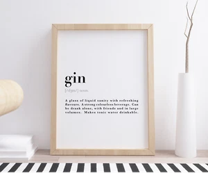 Divertido diccionario ginebra definición significado cita pared arte impresión cartel decoración del hogar - Imagen 1 de 1