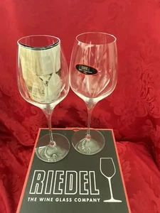 NIB NEW FLAWLESS RARE Exquisite RIEDEL Pair VITIS Art Crystal RIESLING Glasses - Picture 1 of 13