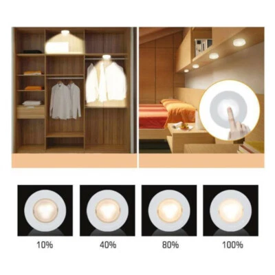 Wireless Under Cabinet Lights Closet LED Puck Light+Remote Control Battery - Image 1 of 4