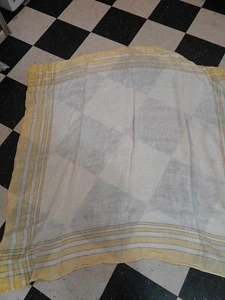 Vintage gelb gestreifte Rand Tischdecke ohne Etikett 53 x 57 cm - Bild 1 von 6