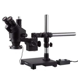 Microscopio zoom estéreo trinocular negro AmScope 7X-90X + pluma + LED - Imagen 1 de 6