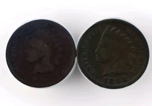 1880 & 1893 Indian Head Bronze Cents-2 Coin Circulated Group- Free & Fast Post - Picture 1 of 6