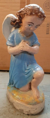 VINTAGE PRAYING ANGEL STATUE Cement Concrete Garden Memorial Sympathy Cherub Cover