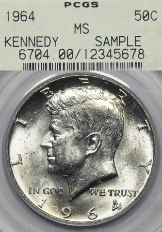 1964 50C PCGS MS OGH Kennedy Half Dollar Sample Slab Cover
