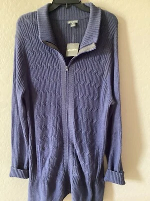NUEVO EDDIE BAUER Cárdigan Suéter Cremallera Completa Largo Índigo Para Mujer XL XXL Foto 1 de 4