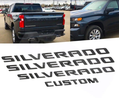 Matte Black 2019-2023 Chevrolet Silverado Custom Fender Tailgate Emblem Badge  - Image 1 of 4