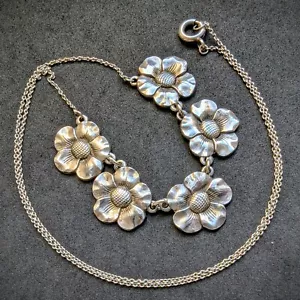 Jugendstil Blumen Collier Kette 835 Silber alt antik c. 1920 - Bild 1 von 6