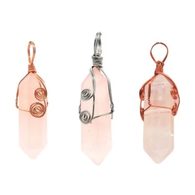 4 piezas collar colgante envuelto en alambre crudo hexagonal prisma puntiagudo joyería para mujer Foto 1 de 4