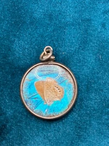 Vintage Sterling Schmetterlingsflügel Anhänger doppelseitig Edwardian Ära getestet 7/8" - Bild 1 von 7