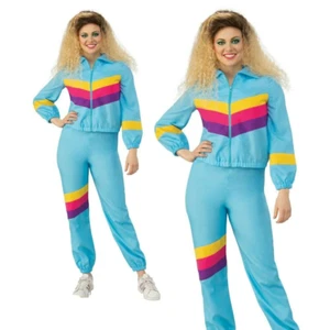 Adults Shell Suit Costume Ladies 80s Scouser Tracksuit Fancy Dress Retro - Picture 1 of 4