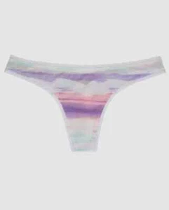 On Gossamer L42507 Sunset Stripe Printed Mesh Hipster Thong Panty Size M/L - Picture 1 of 3