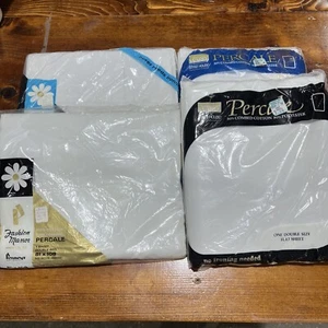 Vintage NOS Penneys & Wards Percale Double Bed Flat & Fitted Sheets & One Twin - Picture 1 of 14