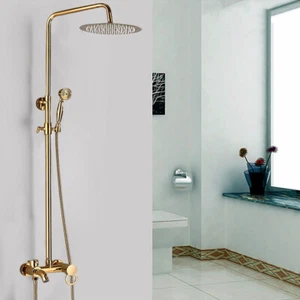 Gold Duscharmatur Duschset Regendusche Mischbatterie Kopfbrause Duschsystem DHL - Bild 1 von 13