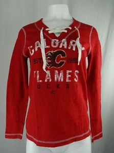 T-shirt donna stringata Calgary Flames NHL Majestic - Foto 1 di 11
