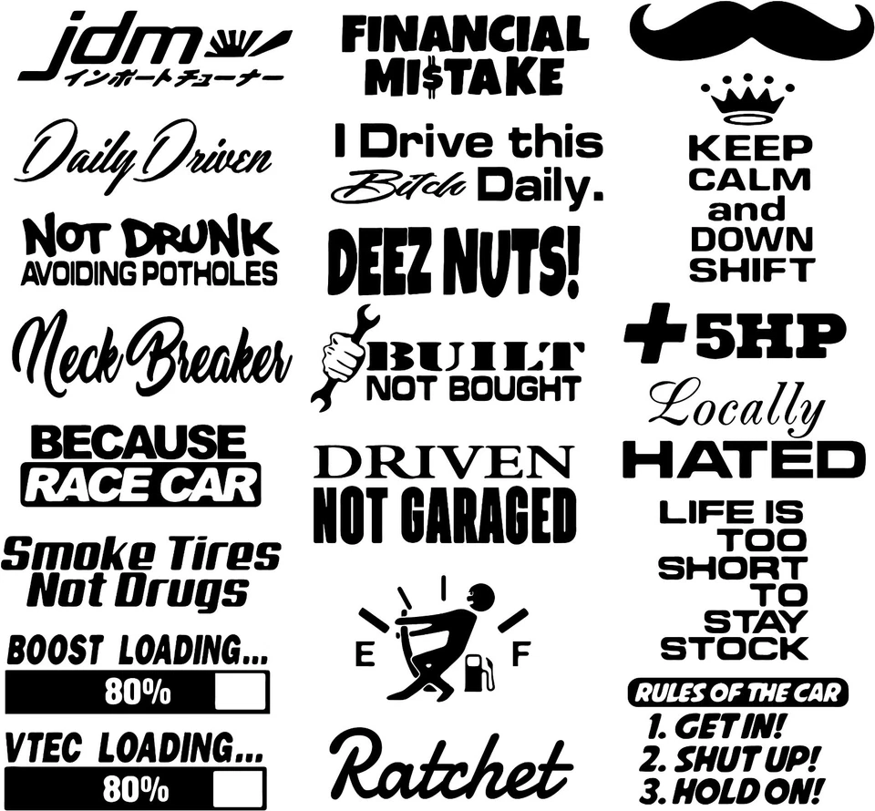 JDM 10 RANDOM CAR DECAL STICKER PACK LOT TUNER LOW FUNNY EURO BOOST JDM RACING - Image 1 of 2