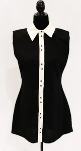 Zara Women's Button Front Collared Sleeveless Crepe Dress MP7 Black Medium - Picture 1 of 4