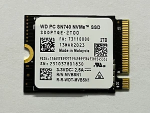 WD PC SN740 M.2 2230 SSD 2TB NVMe PCIe 4.0x4 Steam Deck / Surface / ROG Ally - Picture 1 of 7