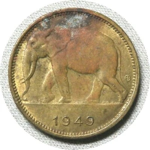 elf Belgian Congo 1 Franc 1949 African Elephant   H85 - Picture 1 of 2