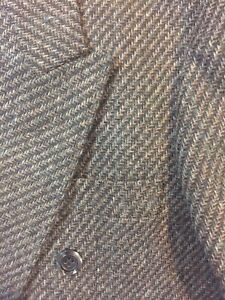 Vintage Tweed Wool Double Breasted Men Sports Coat Blazer Black Brown Grey 40R