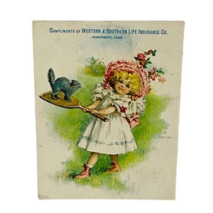 Western & Southern Lebensversicherung Mädchen Katze Tennis viktorianische Sammelkarte - Bild 1 von 2