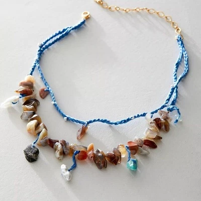 FREE PEOPLE x Ariana Ost Paris Single Layered Semi Precious Stone Necklace NWT - Image 1 of 4