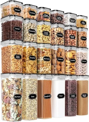 Airtight Food Storage Container Set Kitchen Pantry Organization Cereal 24 Piece - Image 1 of 4