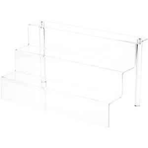 Escaleras de exhibición de 3 pasos de acrílico transparente Plymor, 9,5"" H x 18"" W x 9,5"" D - Imagen 1 de 1