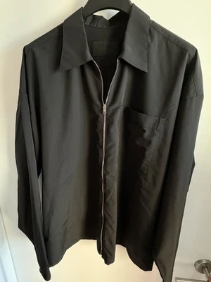 Pre-Owned Size M Authentic Prada Triangle Logo Zip-Up Shirt Jacket In Black - Image 1 of 4