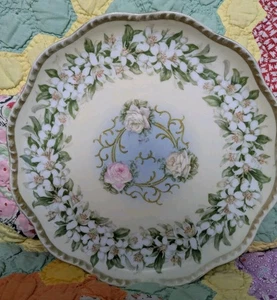 Antique Egerland China Bohemia Hand Painted Floral 8" Diameter Porcelain Plate - Picture 1 of 3