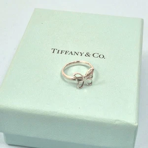 Tiffany & Co. Butterfly Sterling Silver Ring Band Size Uk J 1/2 Eu 49 Us 5 - Picture 1 of 7