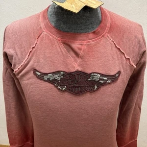 Harley Davidson Damen M Langarm Oberteil Wing B&S Logo Raglan rot 99037-18VW - Bild 1 von 7