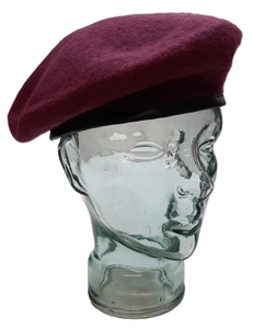 Burgundy / Maroon Wool Military Style Beret / Berret Size Medium / 7 1/4 - NEW - Picture 1 of 4
