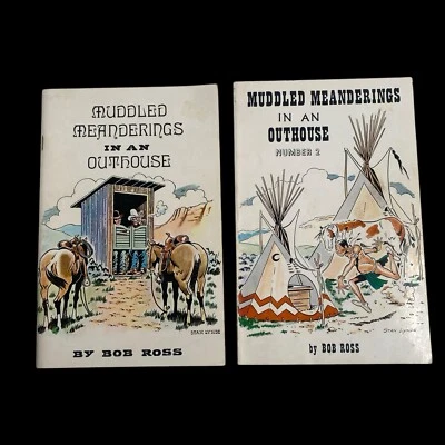 Muddled Meanderings in an Outhouse 1 and 2 Bob Ross Cowboy Poetry Bathroom Humor - Image 1 of 4