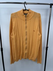 Burberry London Sweater Zip Size 5 (L) Orange Vintage 90s Knit Made In Spain - Picture 1 of 7