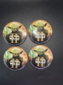 Star Wars II Attack of the Clones Yoda 3" Pinback Promo Lapel Button Set Of 4 - Picture 1 of 4