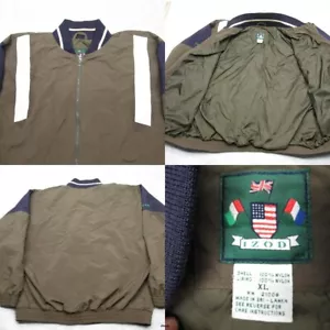 Vintage Izod Jacket Mens XL Green Colorblock Full Zip Pockets Lined Rain Coat - Picture 1 of 17